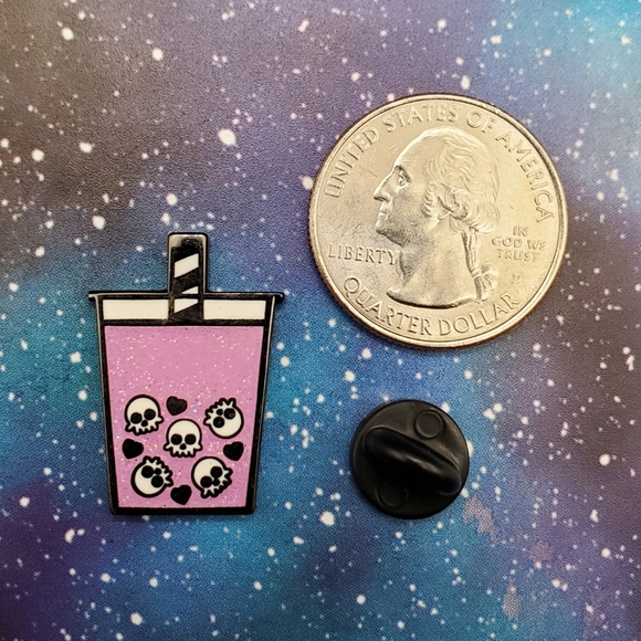 Skeleton Boba Tea Enamel Pin - Picture 2 of 3